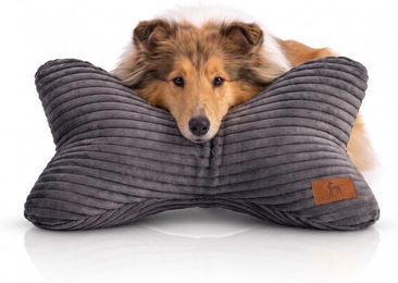 Knuffelwuff Schlafknochen Weston Hundespielzeug aus Cord in Grau – Bild 1 von 1