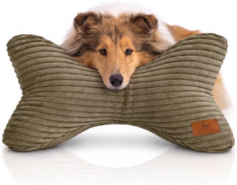 Knuffelwuff Schlafknochen Weston Hundespielzeug aus Cord in Khaki – Bild 1 von 1
