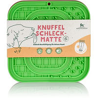 Produktbild von Knuffelwuff Schleckmatte Doppelpack für Hunde aus Silikon mit Saugnapf in Grün und Rot