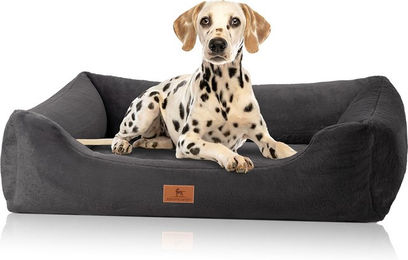 Knuffelwuff Schnuffelupagus Orthopädisches Hundebett mit Memory Foam aus Kaninchen Fellimitat Größe S Schwarz – Bild 1 von 4