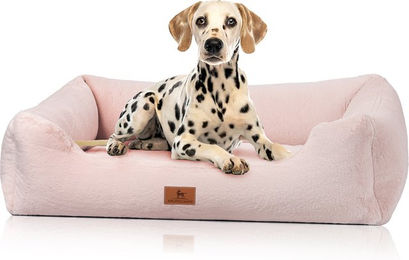 Knuffelwuff Schnuffelupagus Orthopädisches Hundebett mit Memory Foam aus Kaninchen Fellimitat Rosa Größe S 70 x 50cm – Bild 1 von 3