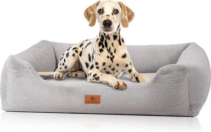 Knuffelwuff Schnuffelupagus orthopädisches Hundebett mit Memory Foam aus Kaninchen Fellimitat XL 105 x 75cm Grau – Bild 1 von 3
