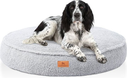 Knuffelwuff Tivano Orthopädisches Hundebett rund Grau mit Memory Foam für alle Altersstufen – Bild 1 von 6