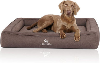 Knuffelwuff Yukon Orthopädisches Hundebett aus Velours in Grau-Braun Größe L - 1 Stk. – Bild 1 von 5