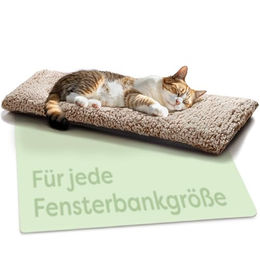 Knupis Katzen Fensterliege aus Filz mit selbstwärmender Matte Braun 90x28cm – Bild 1 von 7