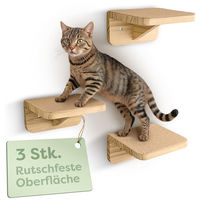 Produktbild von Knupis Katzen Kletterwand 3er Set aus FSC Kiefernholz in Beige