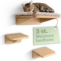 Produktbild von Knupis Katzen Kletterwand Set aus Massivholz Fichte in Beige für bis zu 30 kg