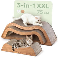 Produktbild von Knupis Kratzbrett für Katzen 3-teiliges XXL Kratzmöbel Set aus FSC-zertifizierter Kratzpappe 75cm Braun