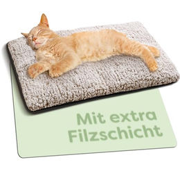 Knupis Selbstheizende Katzendecke aus Filz für erwachsene Katzen in Braun Grau Beige – Bild 1 von 13