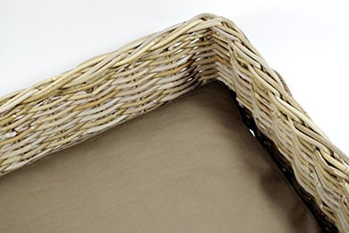 Kobolo Hundekorb Hundesofa aus Rattan geflochten mit Kissen 72x53x20 cm Braun Beige – Bild 1 von 6