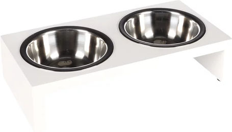 Produktbild von Kobushi Flamingo Duo Dinner Rechteckiger Futter- und Wassernapf aus Edelstahl in Schwarz-Weiß für Hunde