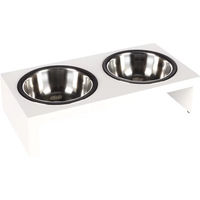 Produktbild von Kobushi Flamingo Duo Dinner Rechteckiger Futter- und Wassernapf aus Edelstahl in Schwarz-Weiß für Hunde