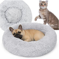 Produktbild von KomfortHome Donut Tierbett für Hunde und Katzen aus Plüsch in Grau 60cm