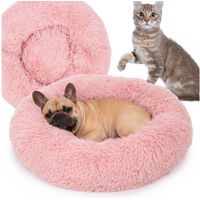 Produktbild von KomfortHome Donut Tierbett für Hunde und Katzen aus Plüsch in Rosa, 60cm, Rutschfest und Waschbar