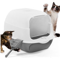 Produktbild von KomfortHome Geschlossene Katzentoilette mit Schwingklappe und Schaufel 50x35x35cm geruchshemmend