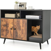 Produktbild von KOMFOTTEU 2 in 1 Katzenschrank Möbel-Toilette aus Holz mit Doppeltüren 90 x 50 x 70 cm