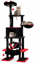 KOMFOTTEU Gepolsterter Katzenbaum im Gothic-Design mit 6 Ebenen – Bild 1 von 1
