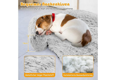 KOMFOTTEU Hundebett mit abnehmbarem waschbarem Plüschbezug in Grau für erwachsene Hunde – Bild 1 von 3