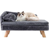 Produktbild von KOMFOTTEU Hundebett mit Rückenlehne und Holzbeinen inklusive abnehmbarem Kissen