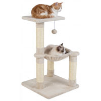 Produktbild von KOMFOTTEU Katzenbaum 2-stöckig mit Hängematte, Hängeball und Kratzstamm aus Plüsch