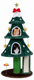 KOMFOTTEU Katzenbaum im Weihnachtsbaum-Design mit 2 Höhlen, Kratzstamm und Kratzbrett für Hauskatzen – Bild 1 von 1