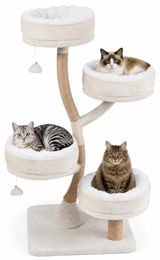 KOMFOTTEU Katzenbaum mit 4 Plattformen in Weiß 132 cm – Bild 1 von 1