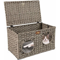 Produktbild von KOMFOTTEU Katzenhaus aus Weide mit weichem Kissen für erwachsene Katzen