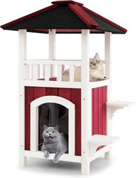KOMFOTTEU Katzenhaus mit Balkon und 2 Plattformen für erwachsene Katzen 58 x 50 x 87 cm – Bild 1 von 3