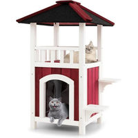 Produktbild von KOMFOTTEU Katzenhaus mit Balkon und 2 Plattformen für erwachsene Katzen 58 x 50 x 87 cm