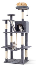 KOMFOTTEU Katzenkratzbaum mit 6 Ebenen, großer Kletterbaum mit Höhle, Hängematte, Sitzstange und Spielball – Bild 1 von 1