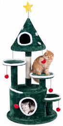 KOMFOTTEU Katzenkratzbaum Weihnachten mit 3 Plattformen, Sisalkratzstamm und 6 Spielbällen – Bild 1 von 1