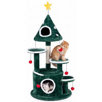 Produktbild von KOMFOTTEU Katzenkratzbaum Weihnachten mit 3 Plattformen, Sisalkratzstamm und 6 Spielbällen