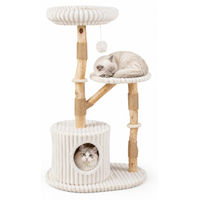 Produktbild von KOMFOTTEU Katzenmöbel mit 2 Plattformen, Katzenhöhle, Spielball und Kratzpfosten aus Jute sowie abnehmbarem und waschbarem Plüschkissen