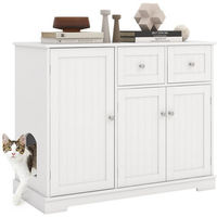 Produktbild von KOMFOTTEU Katzenschrank als Möbel-Toilette aus Holz in Weiß 100 x 45 x 80 cm