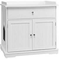 Produktbild von KOMFOTTEU Katzentoilette 3 in 1 Möbel-Toilette aus Holz in Weiß und Braun 76 x 53 x 73,5 cm