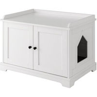 Produktbild von KOMFOTTEU Katzentoilette als Katzenmöbel aus Holz mit Trennwand in Weiß