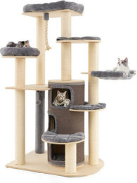 KOMFOTTEU Kratzbaum aus Holz mit Katzenhöhle für Katzen in XL mit Sitzfläche oben – Bild 1 von 5