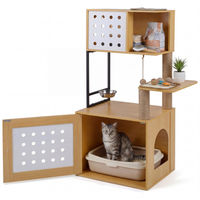 Produktbild von KOMFOTTEU Kratzbaum aus Holz mit Katzenklo-Schrank, Futterplattform und Sisal-Kratzelementen für Katzen