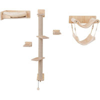 Produktbild von KOMFOTTEU Kratzbaum aus Holz mit Kletterwand, 2 Hängematten und Treppenstufen in Beige für Katzen