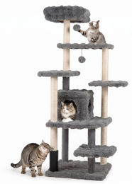 KOMFOTTEU Kratzbaum aus Plüsch mit Katzenhöhle 170 cm für Katzen – Bild 1 von 1