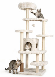 KOMFOTTEU Kratzbaum aus Plüsch mit Katzenhöhle 170 cm für Katzen – Bild 1 von 1