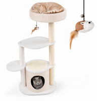 Produktbild von KOMFOTTEU Kratzbaum für Katzen in Weiß mit Sisal-Kratzstämmen und Plüsch, 105 cm hoch