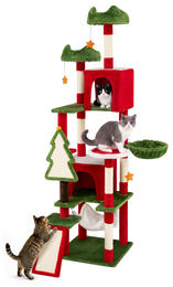 KOMFOTTEU Kratzbaum für Katzen mit 2 Höhlen und 4 Eingängen 191 cm – Bild 1 von 1