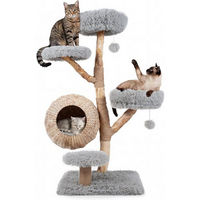 Produktbild von KOMFOTTEU Kratzbaum für Katzen mit Katzenhöhle, Jute-Kratzsäulen und gepolsterten Plattformen, Grau/Weiß
