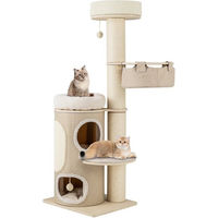Produktbild von KOMFOTTEU Kratzbaum für Katzen mit 2-stöckiger Katzenwohnung, 2 Sitzstangen und Sisal-Elementen in Beige