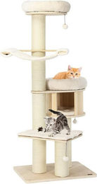 KOMFOTTEU Kratzbaum für Katzen mit Hängematte und Katzenhöhle, beige, groß – Bild 1 von 1