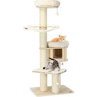 Produktbild von KOMFOTTEU Kratzbaum für Katzen mit Hängematte und Katzenhöhle, beige, groß