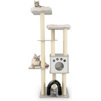 Produktbild von KOMFOTTEU Kratzbaum für Katzen mit Katzenhaus und Sisalstämmen in Beige und Grau