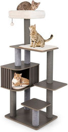 KOMFOTTEU Kratzbaum für Katzen mit Katzenhöhle und großen Plattformen in Grau – Bild 1 von 4