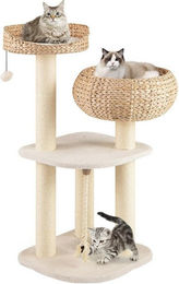 KOMFOTTEU Kratzbaum für Katzen mit Sisal-Säulen und Hängendem Ball in Naturfarben – Bild 1 von 5